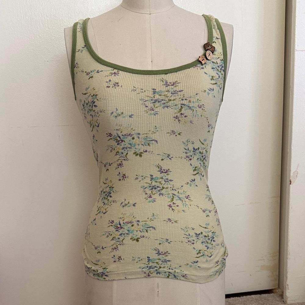 Floral Green Tank Top